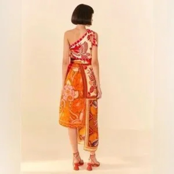 FARM Rio Mixed Scarves One Shoulder Dress - Picture 4 of 5